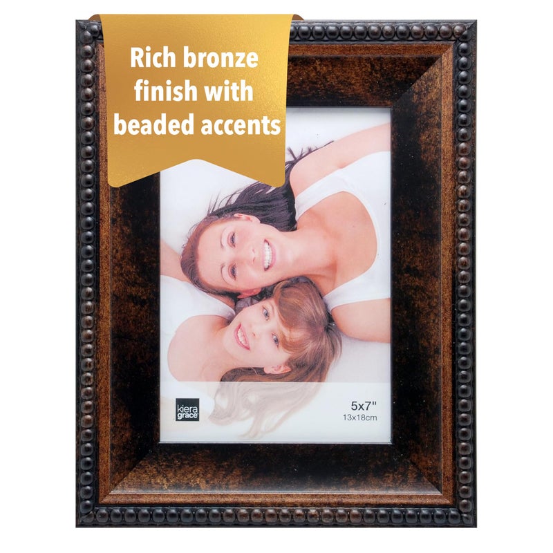 Kiera Grace Sydney Picture Frame, 8" x 10" Large Plastic Picture Frame with Easel for Tabletop Placement and Wall Hanging, Holds a 5" x 7" Photo, Antique Bronze - Image 1